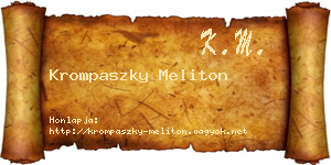 Krompaszky Meliton névjegykártya